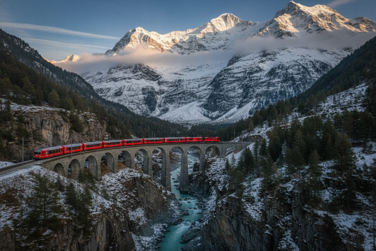 Linha Glacier Express nos Alpes Suíços | Um Daniel pelo mundo. Linha Glacier Express nos Alpes Suíços